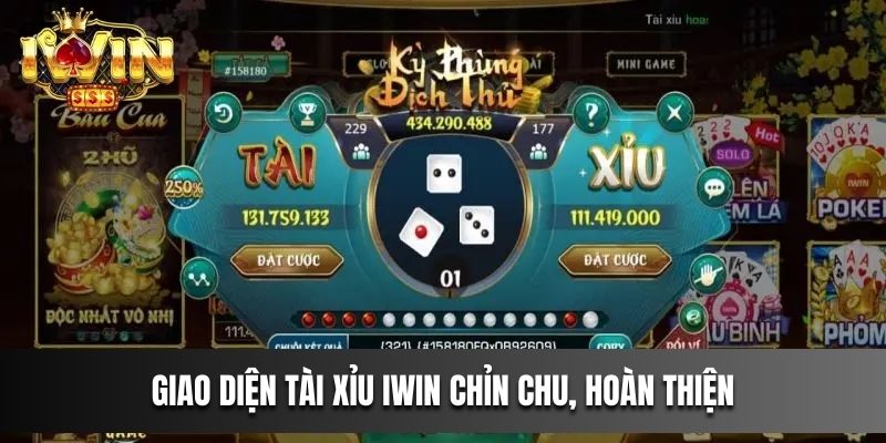 Giao diện Tài Xỉu IWIN chỉn chu, hoàn thiện